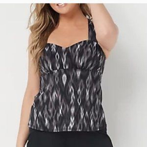 Denim & Co. Beach H-Back Tankini Swim Top Only  5676